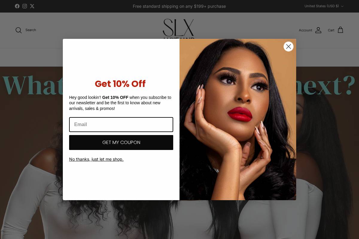 SLX Luxe Hair homepage screenshot