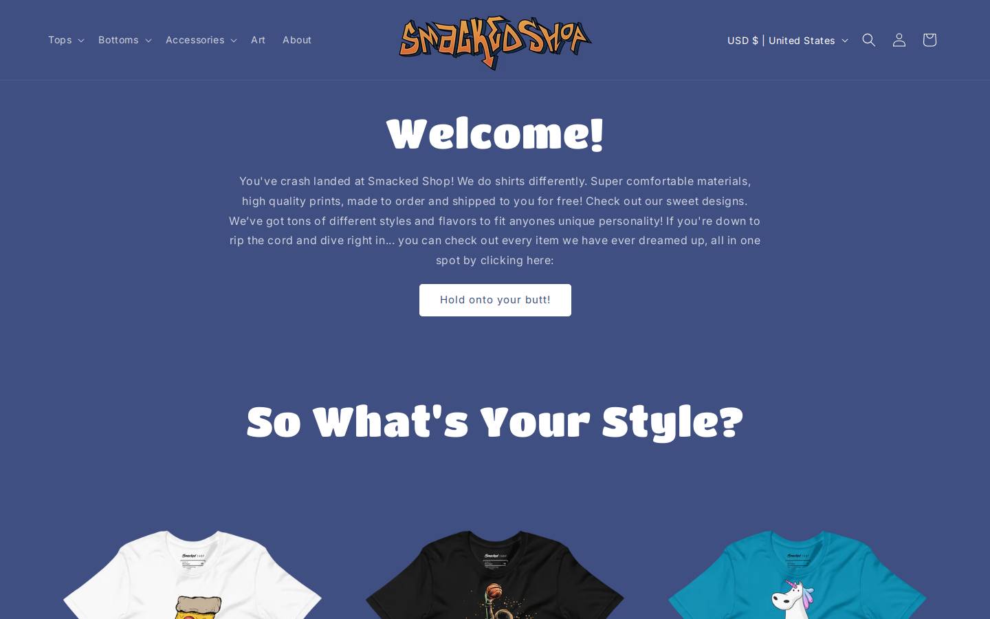smackedshop.com homepage screenshot