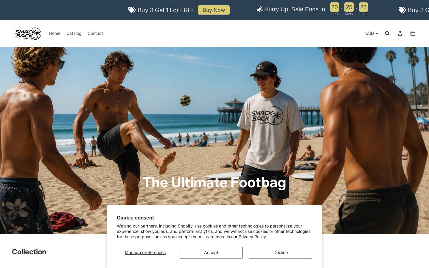 smacksack.shop homepage screenshot
