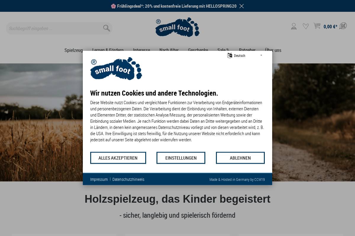 Small Foot homepage screenshot