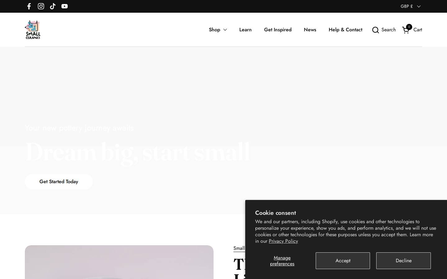 smallceramics.com homepage screenshot