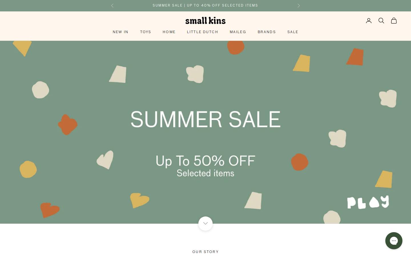 Small Kins homepage screenshot