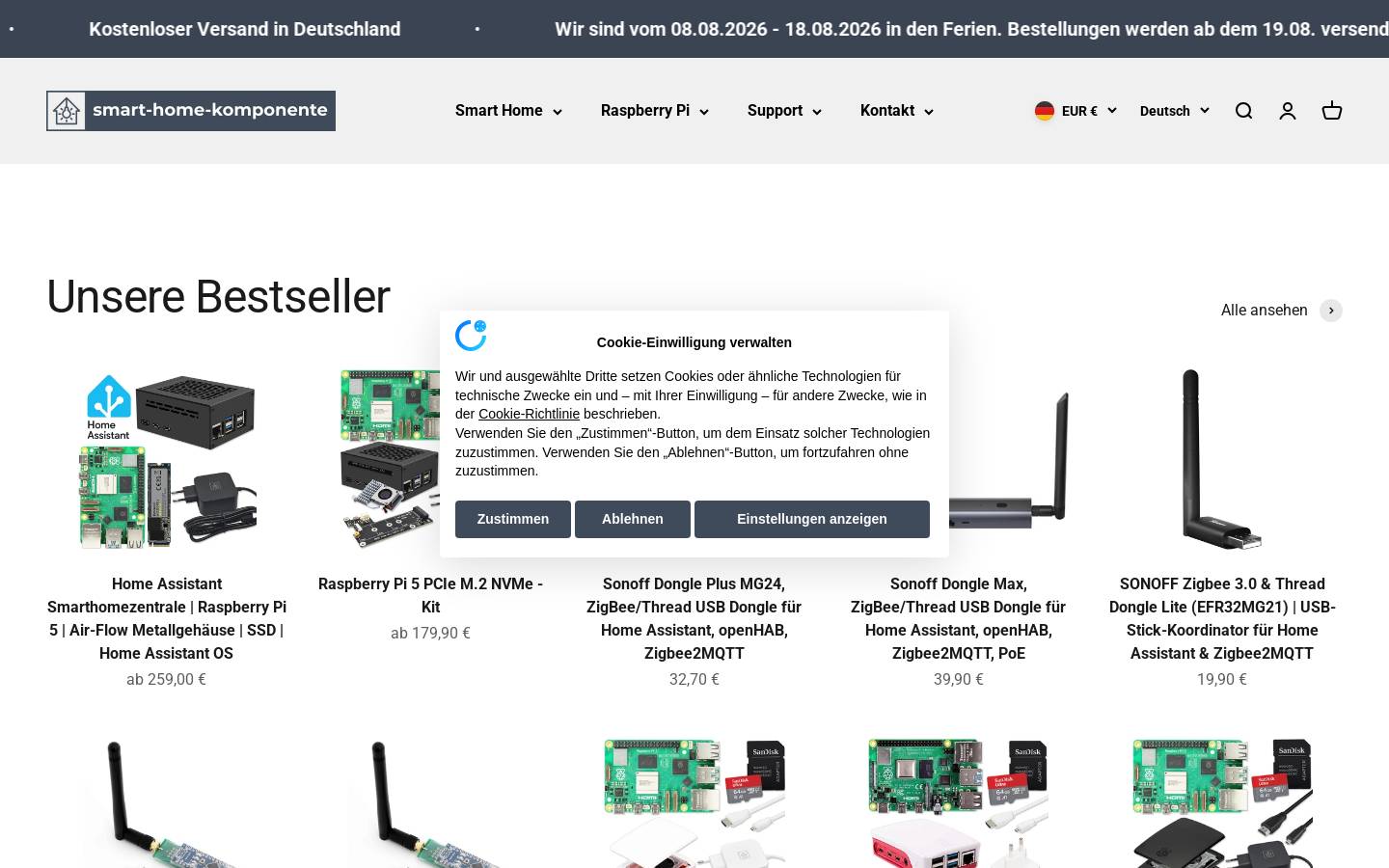 Smart Home Komponente homepage screenshot