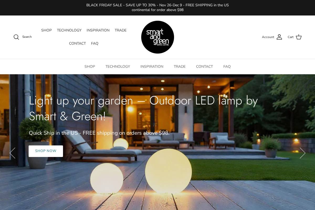 Smart & Green USA homepage screenshot