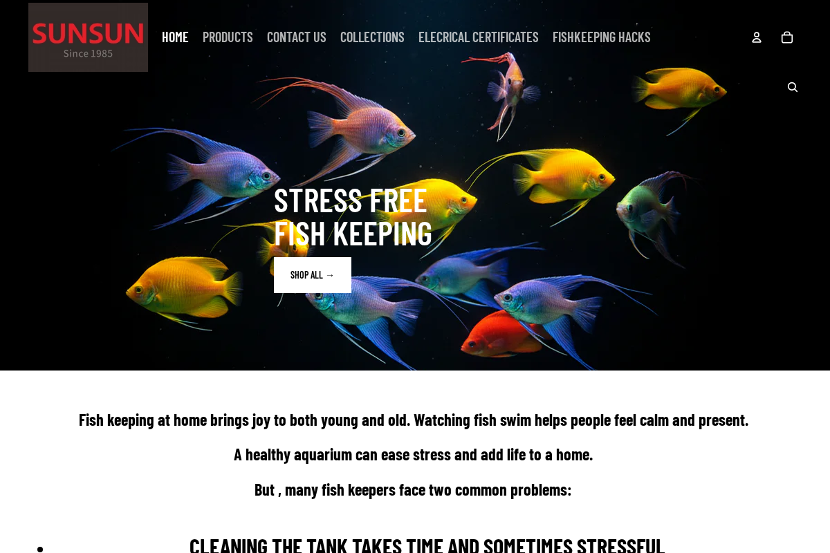 Smart Aquariums homepage screenshot