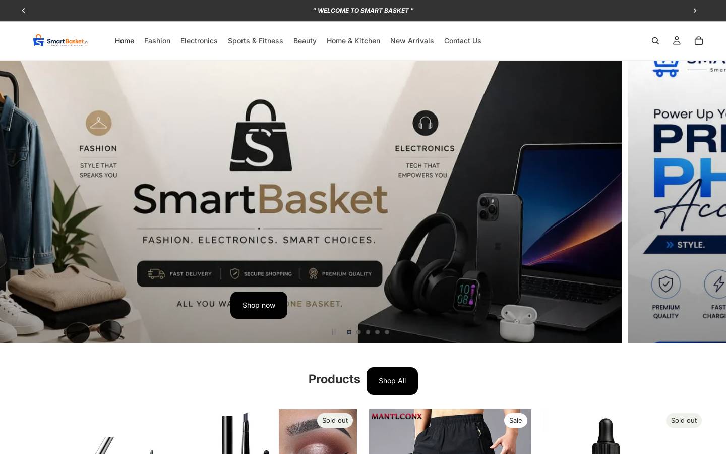 smartbasket.in homepage screenshot