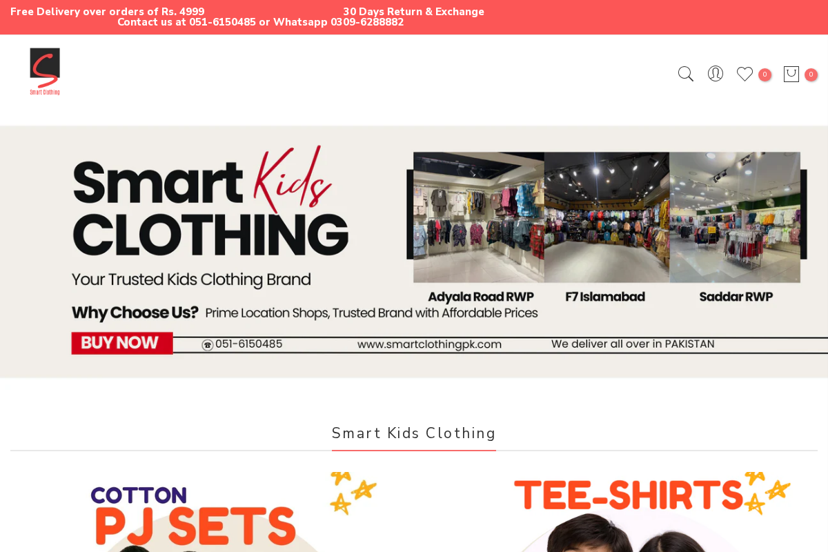 Smart Kids Clothing homepage screenshot