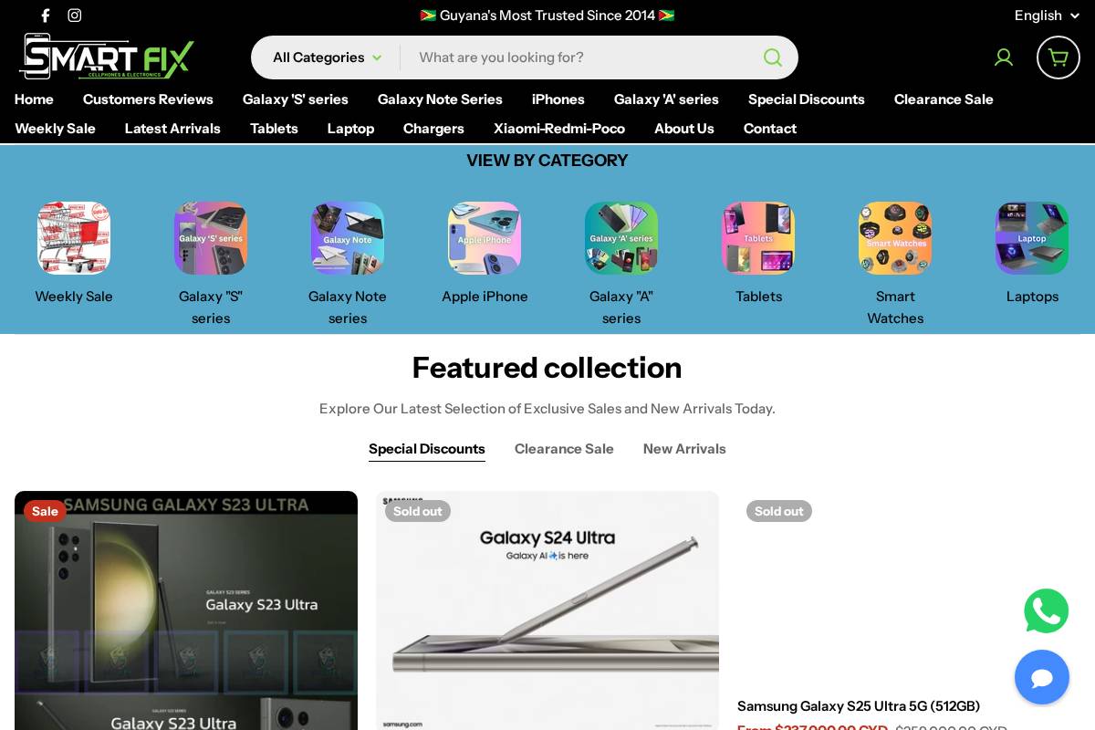 smartfixgy.com homepage screenshot