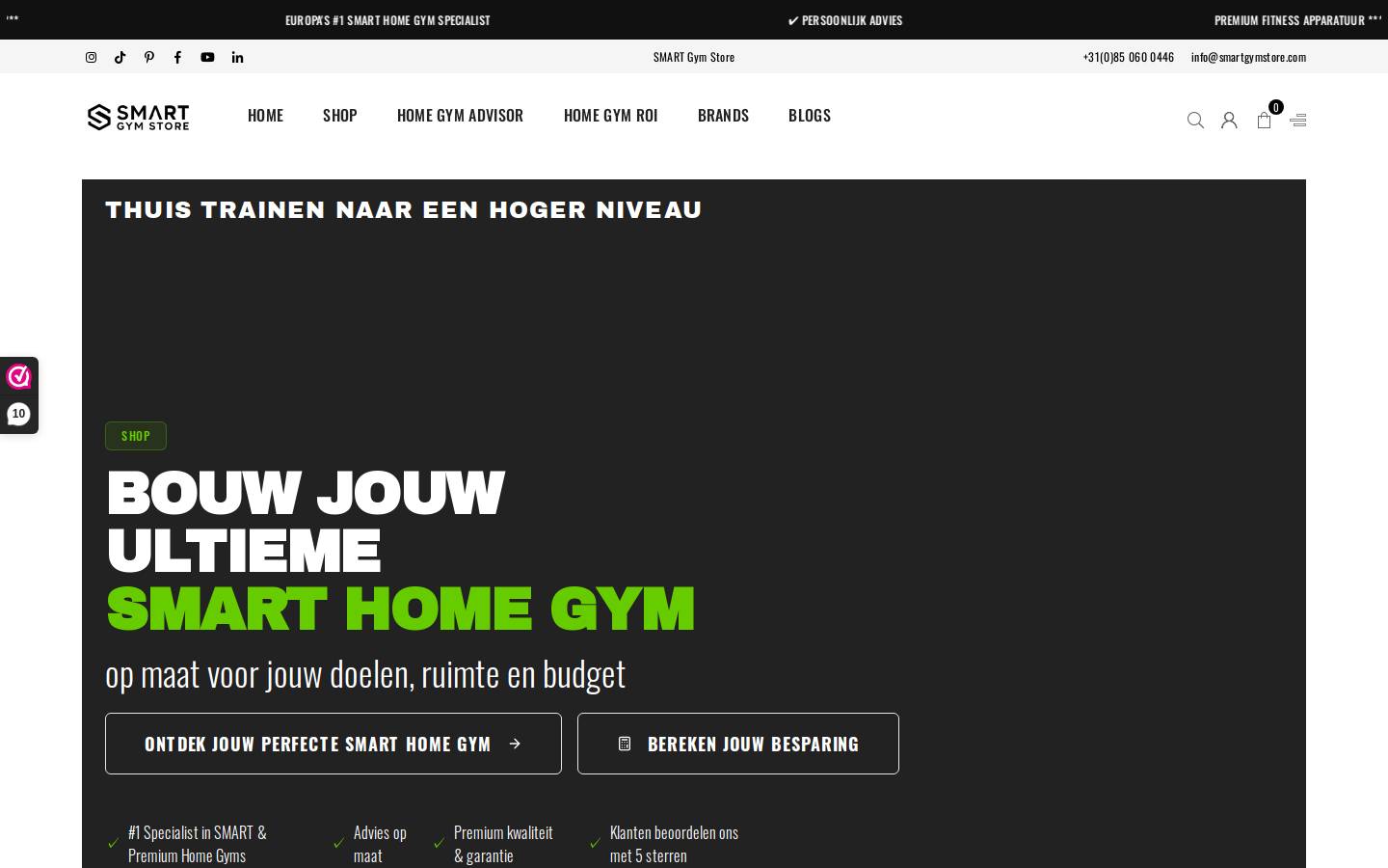 Smartgymstore homepage screenshot