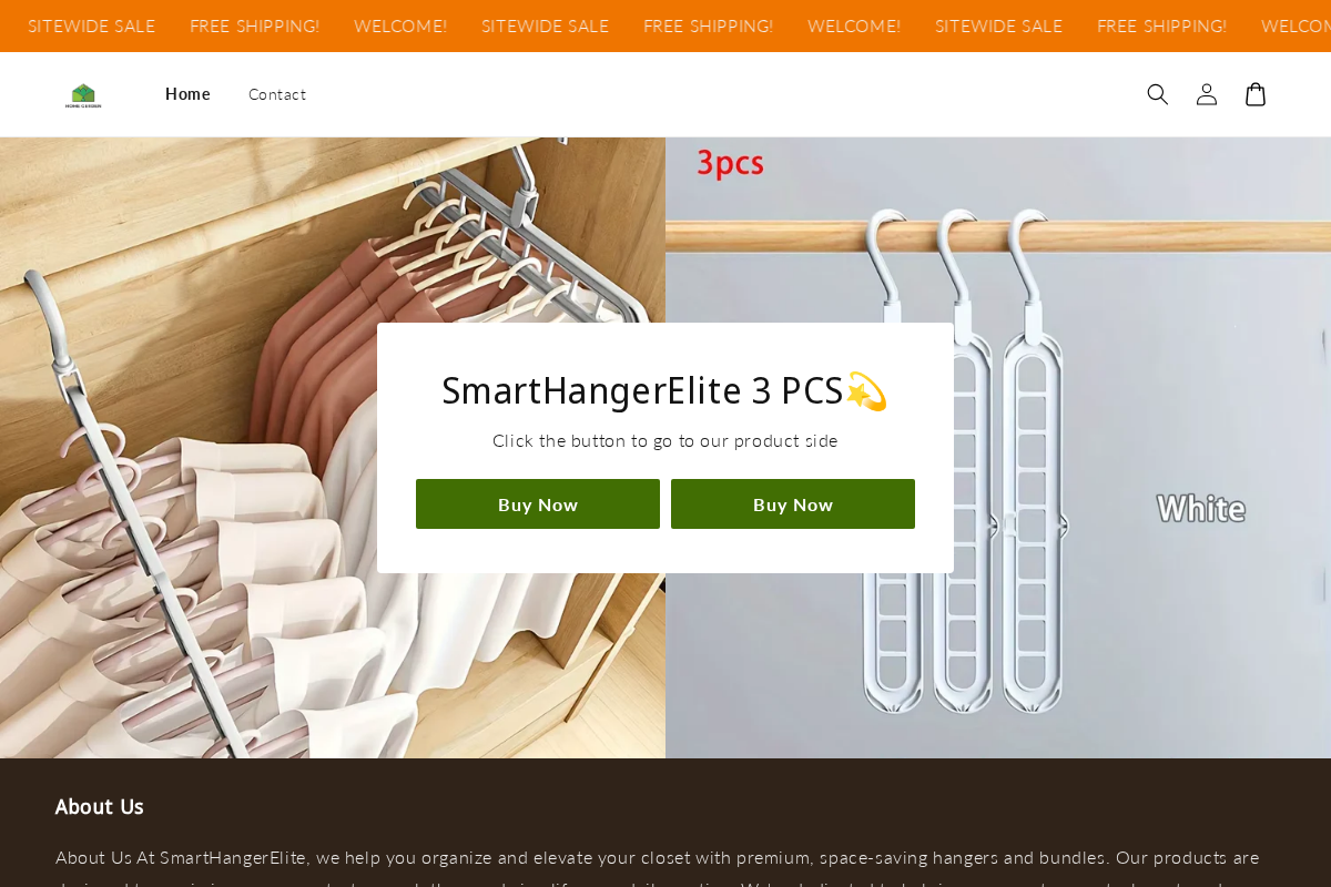 SmartHanger Elite homepage screenshot