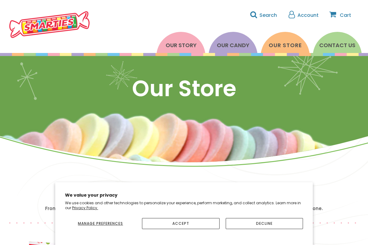 Smarties Candy Company homepage screenshot