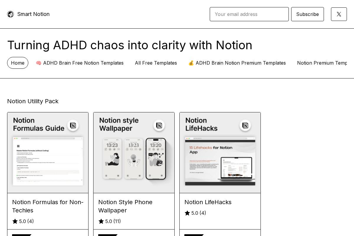 smartnotiontemplates.gumroad.com homepage screenshot