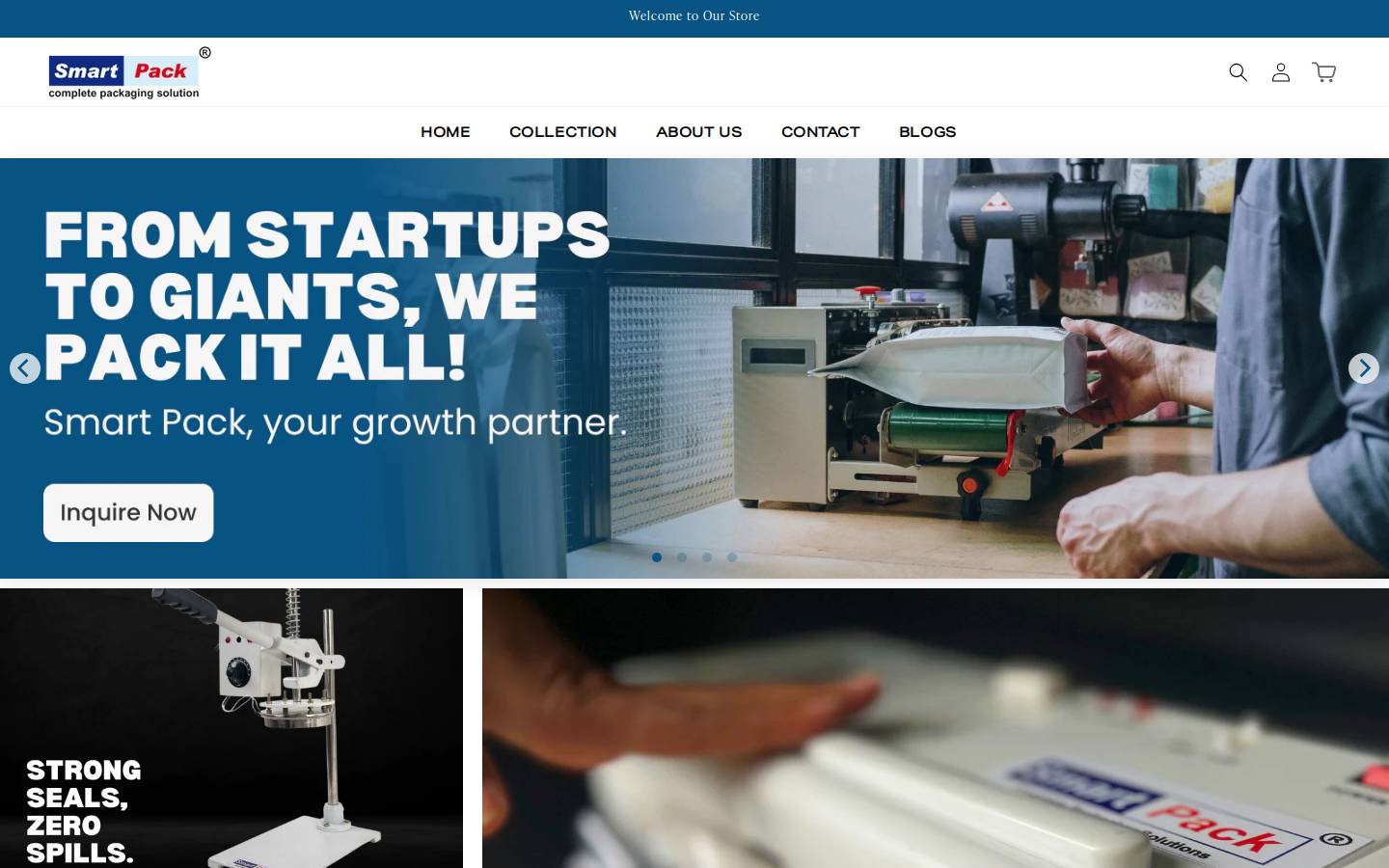 Smart Packaging Systems homepage screenshot