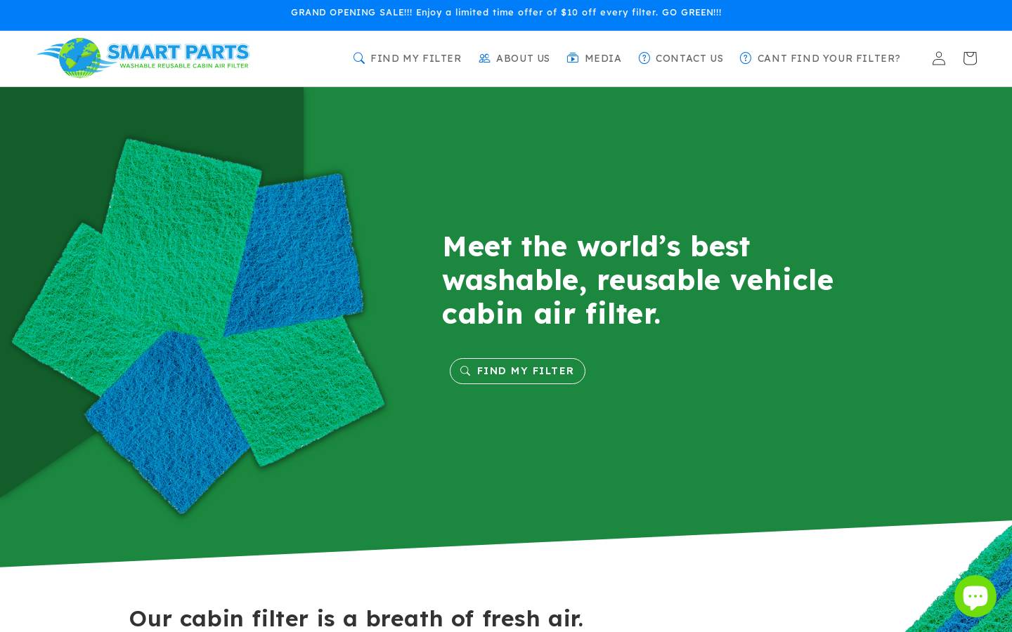 smartpartsfilters.com homepage screenshot