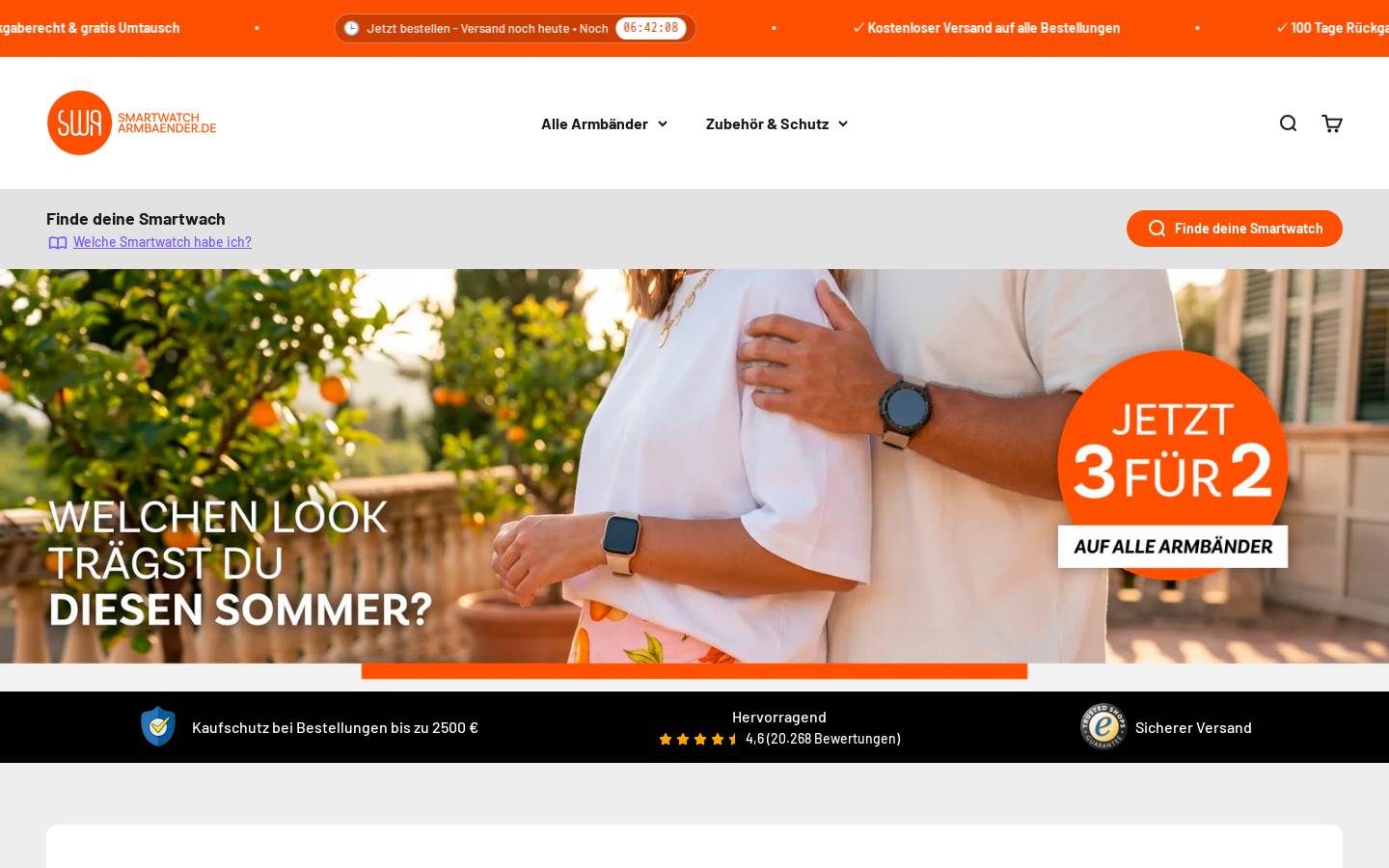Smartwatcharmbaender.de homepage screenshot
