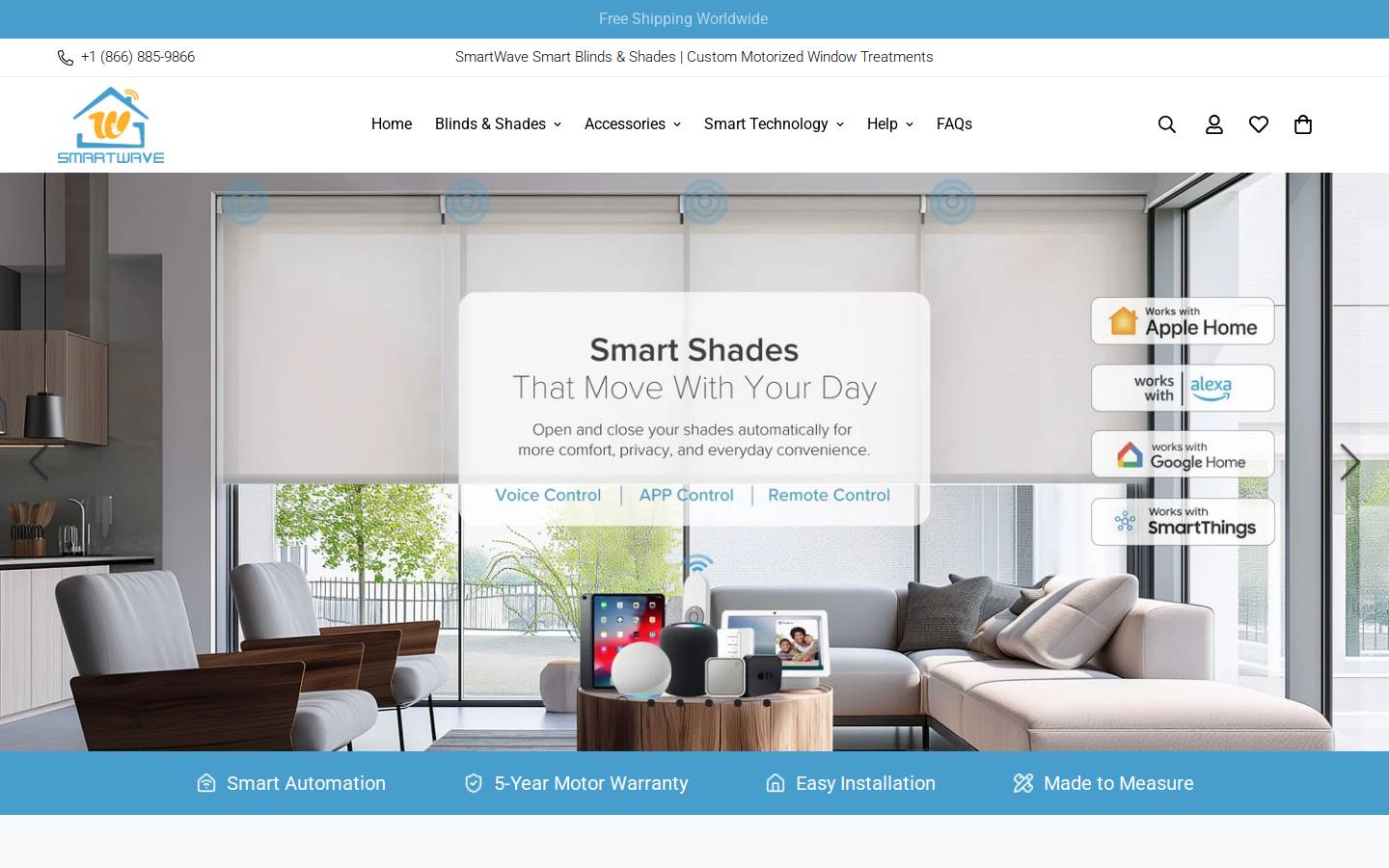 smartwaveshades.com homepage screenshot