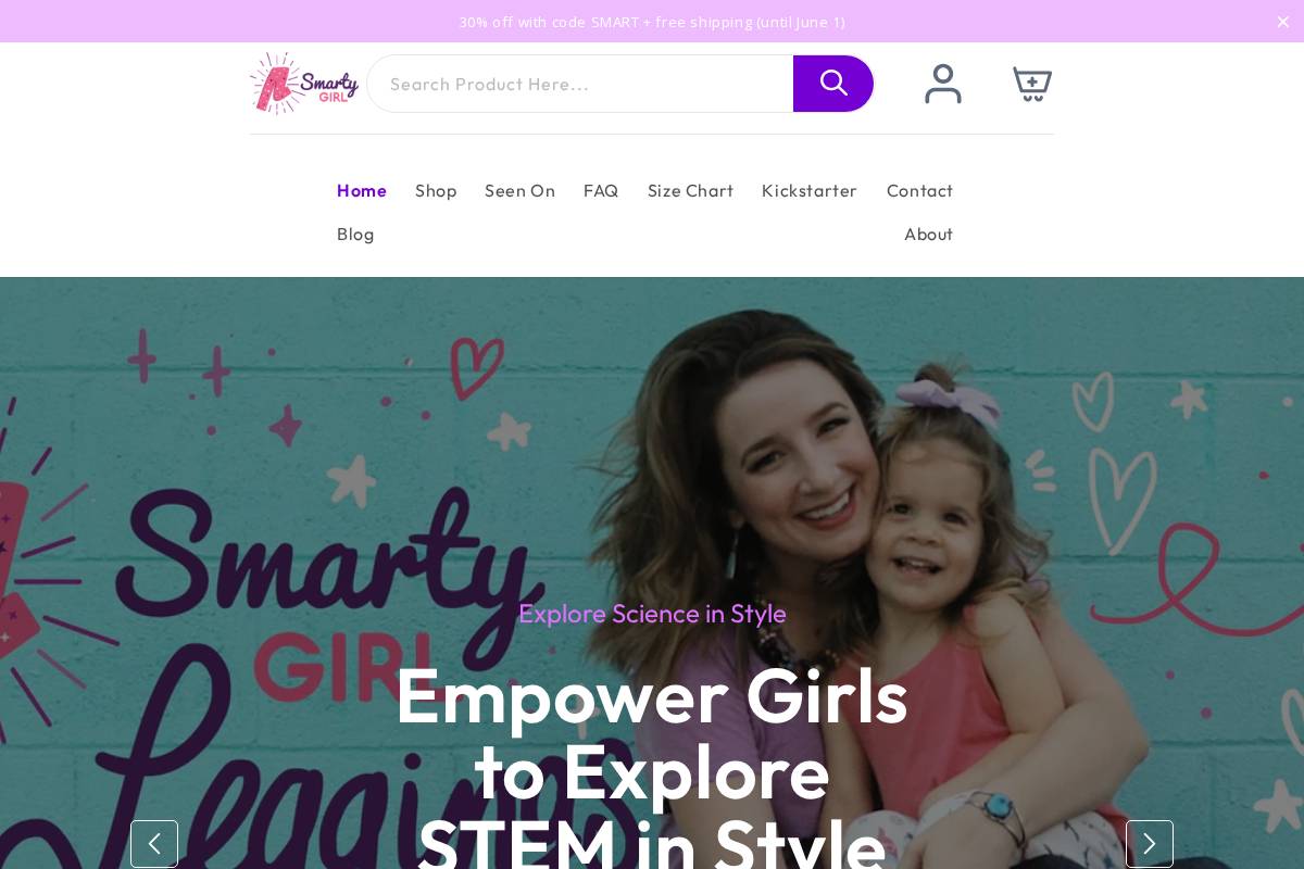 smartygirlbrand.com homepage screenshot