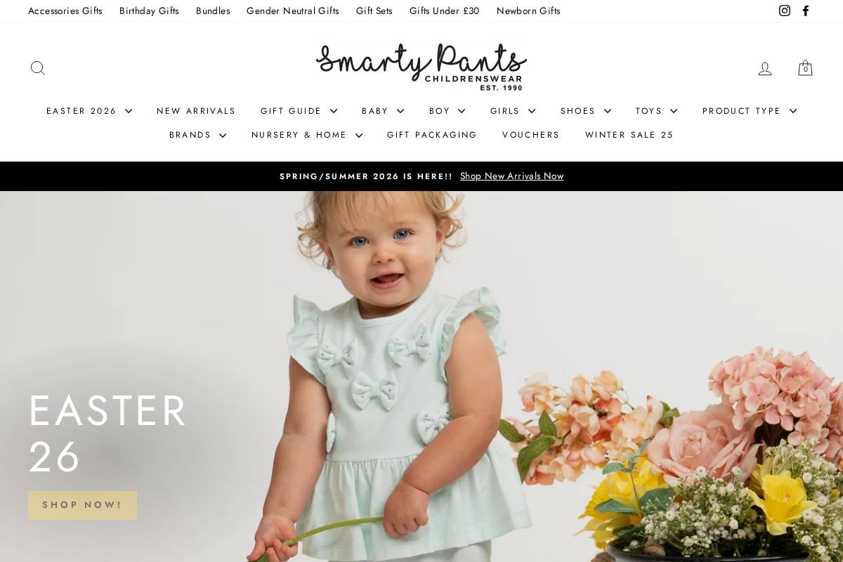 smartypantschildrenswear.co.uk homepage screenshot