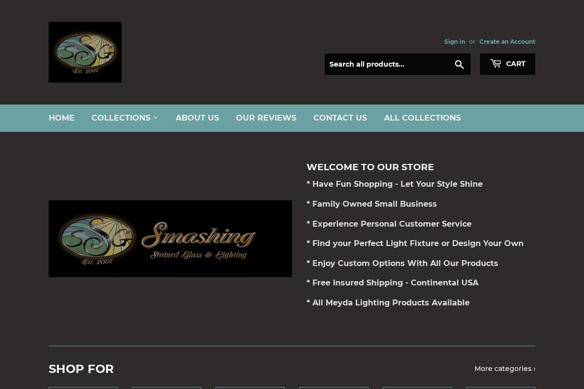 Smashing Stained Glass & Lighting homepage screenshot