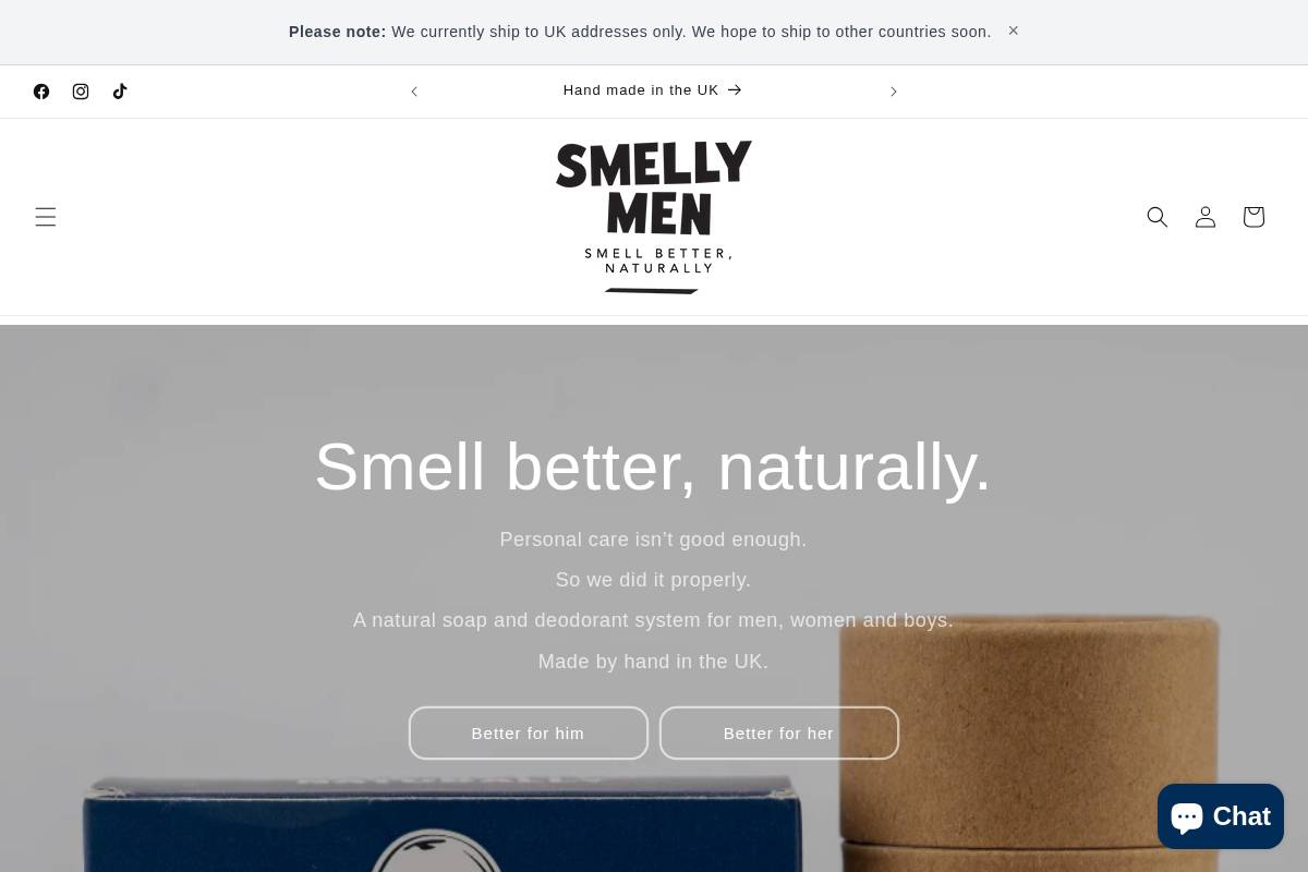 Smelly Men homepage screenshot
