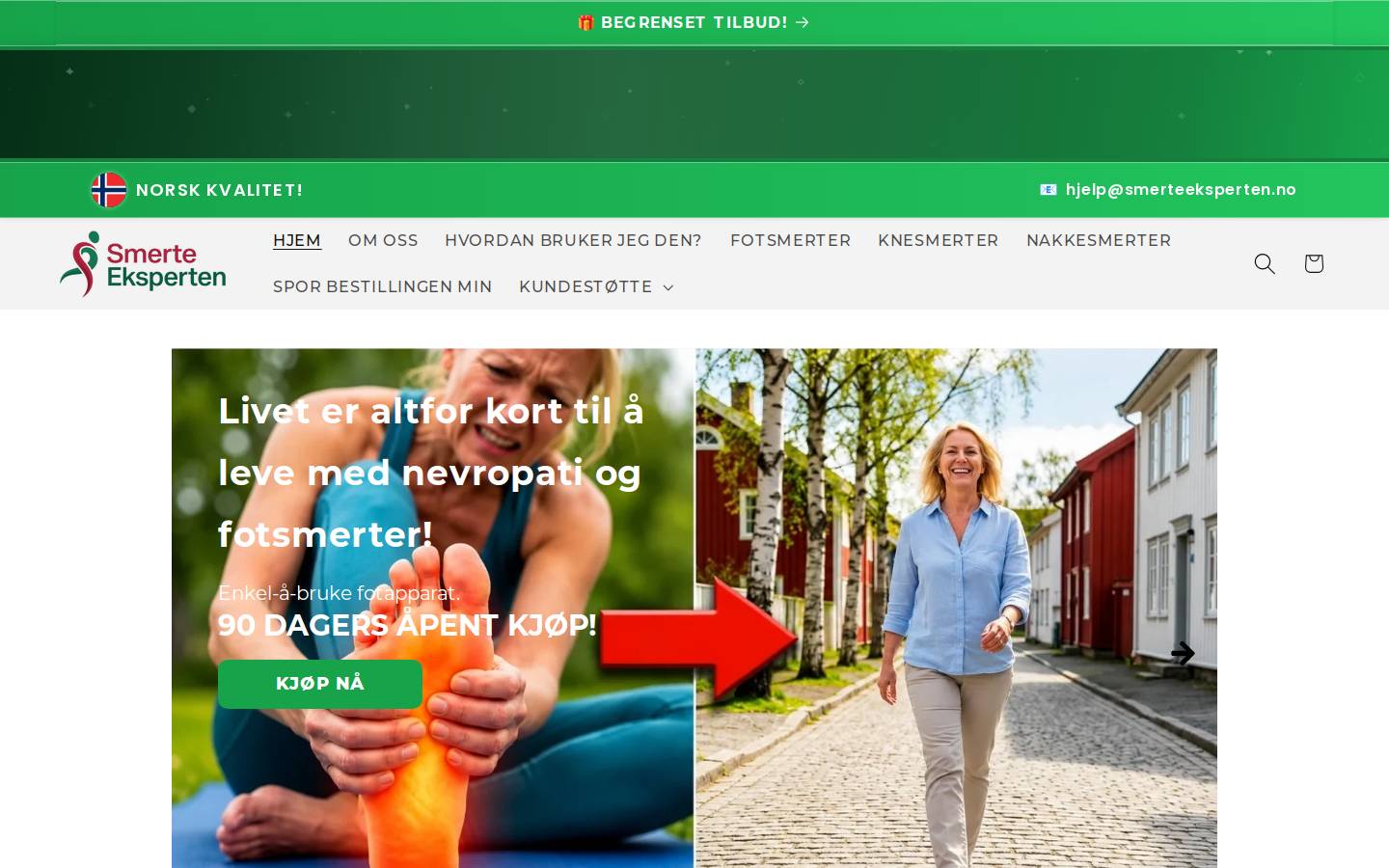 smerteeksperten.no homepage screenshot