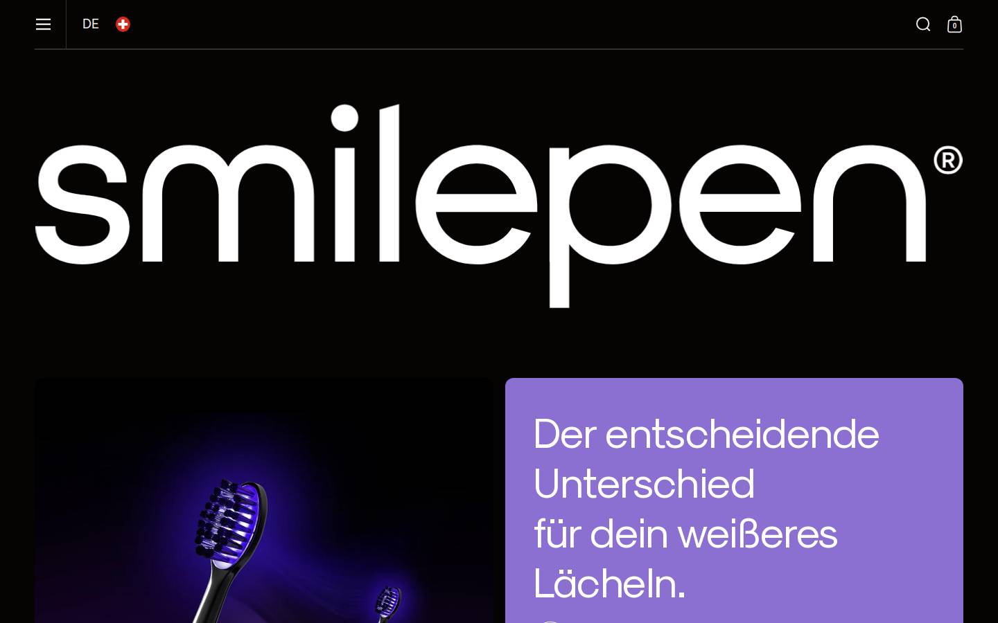 Smilepen homepage screenshot