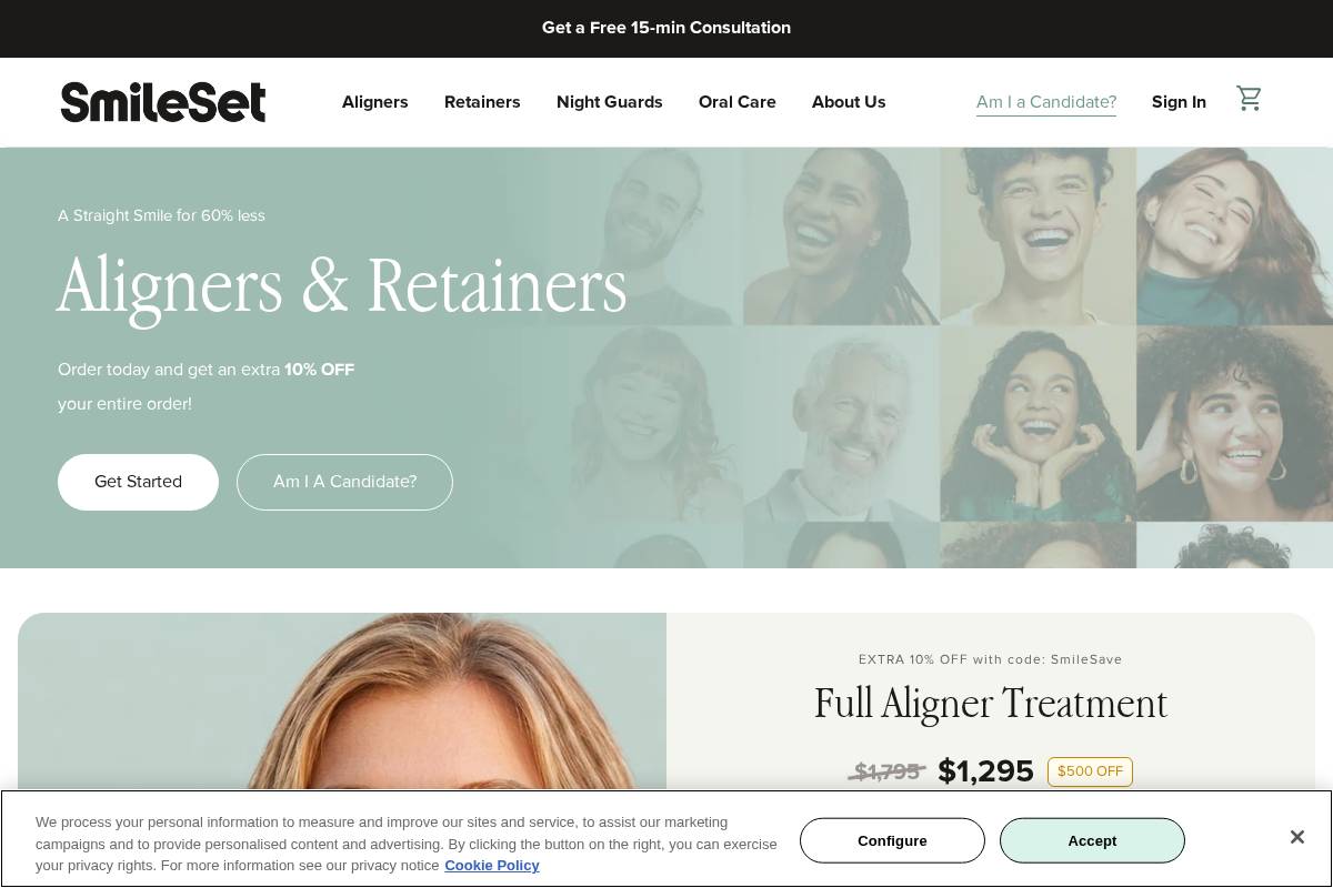 SmileSet homepage screenshot