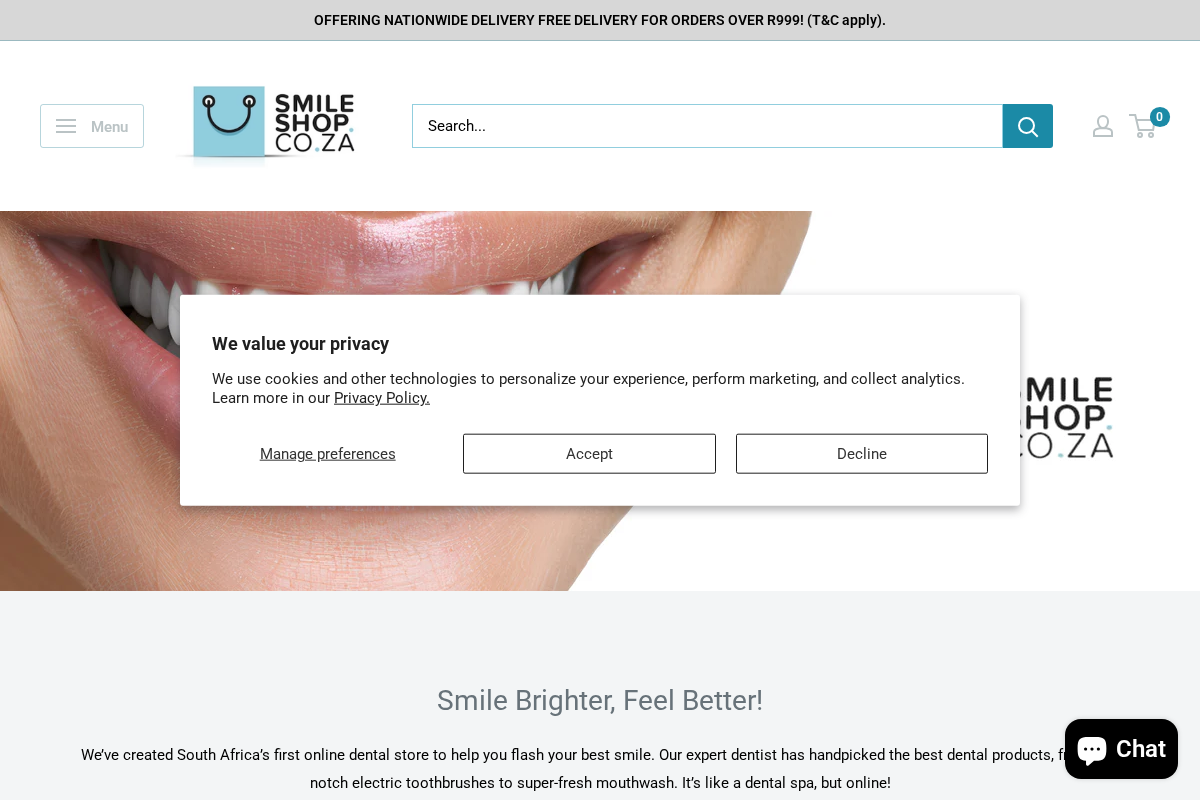 SmileShop homepage screenshot