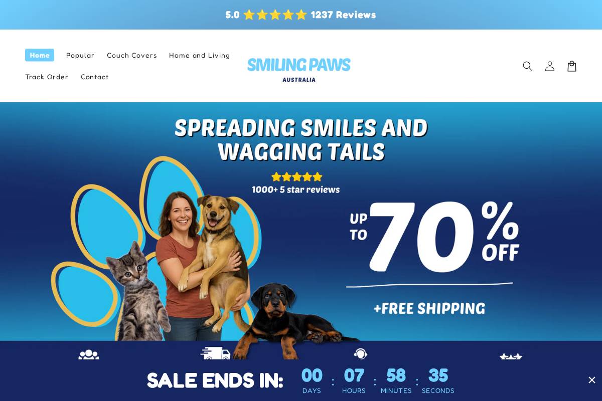 Smilingpawsau homepage screenshot