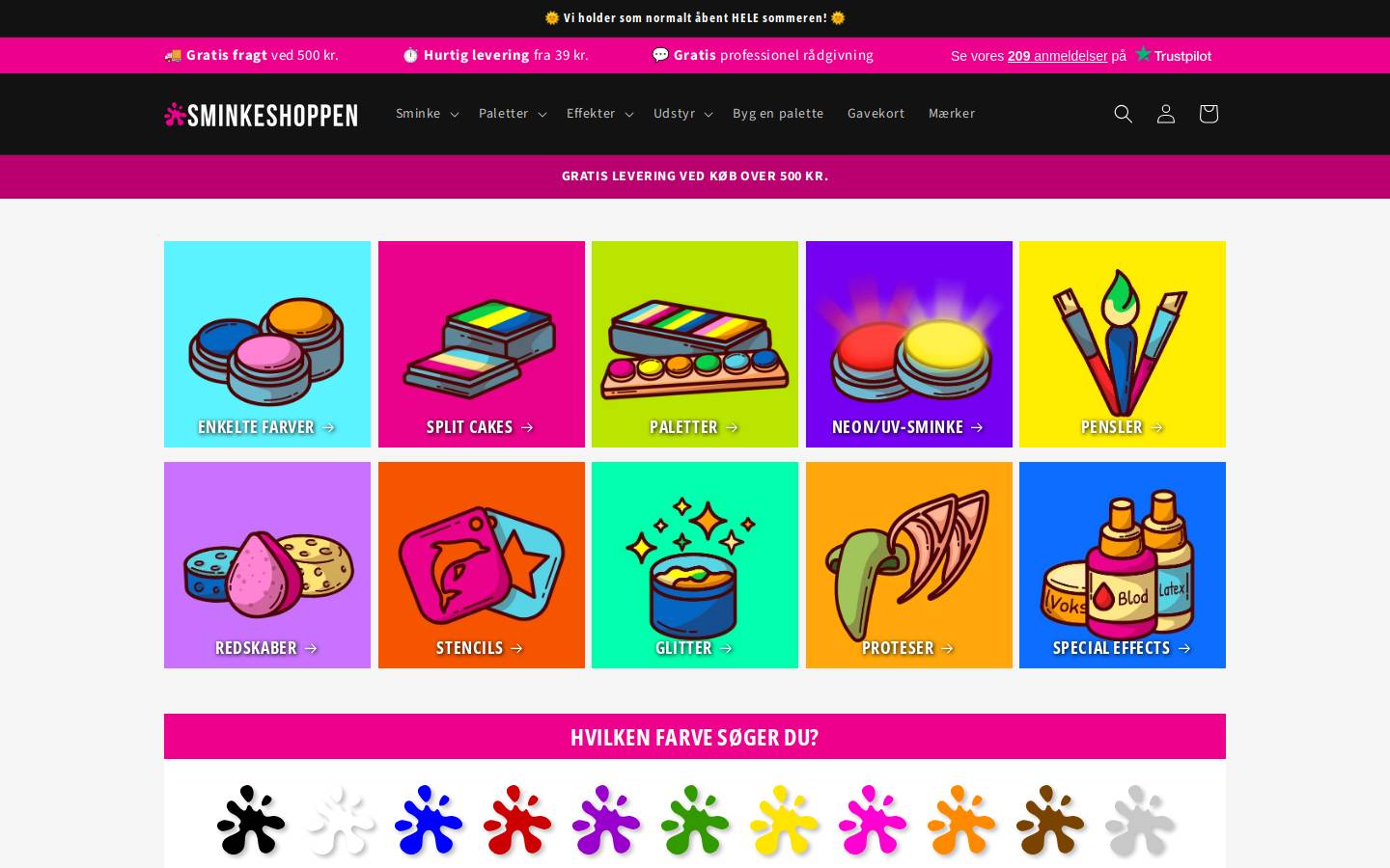 Sminkeshoppen homepage screenshot