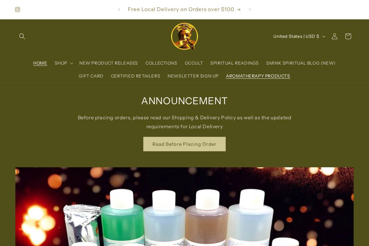 sminkspiritual.com homepage screenshot