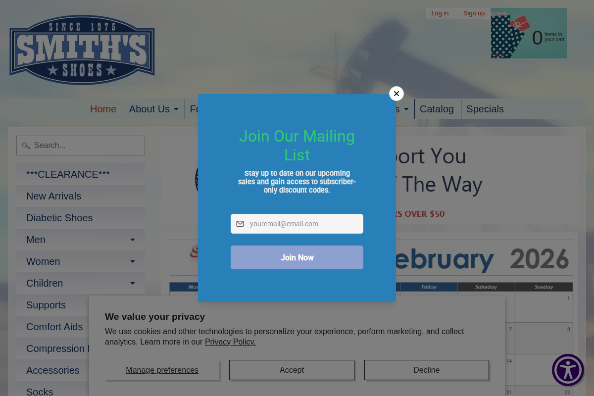 smithsshoes.com homepage screenshot