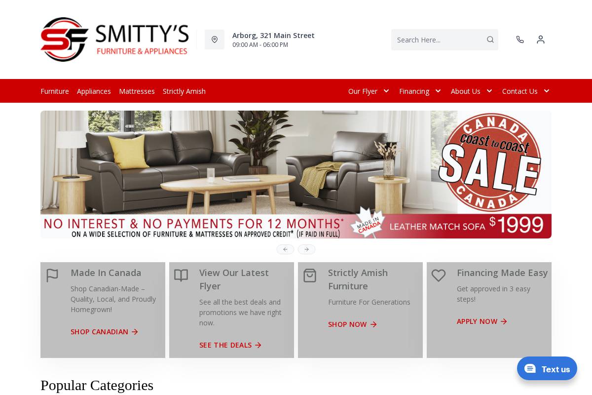 smittysfurniture.net homepage screenshot