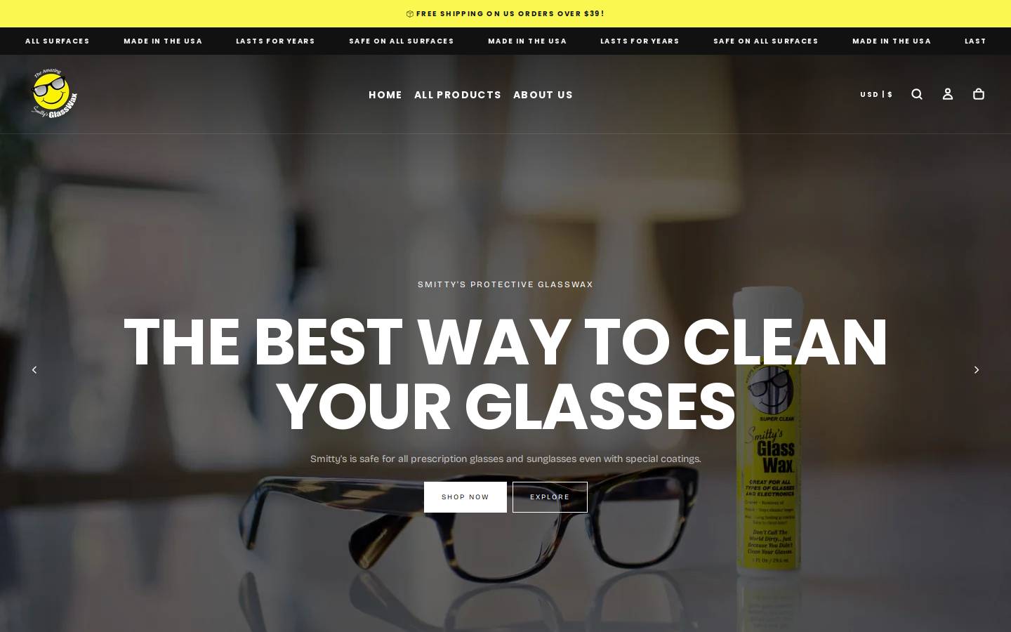 smittysglasswax.com homepage screenshot