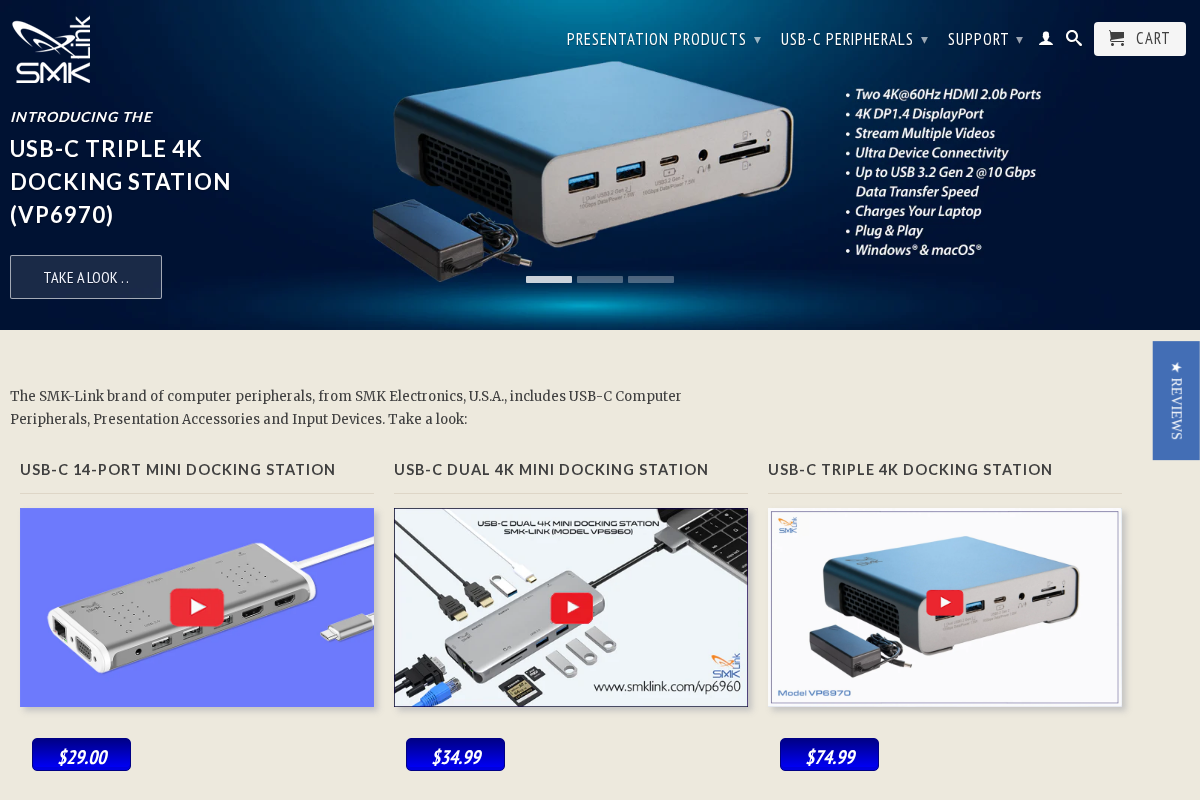 SMK Electronics, U.S.A. homepage screenshot