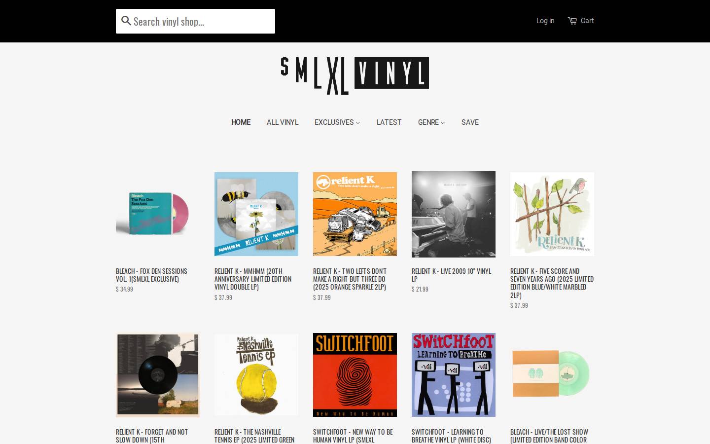smlxlvinyl.com homepage screenshot
