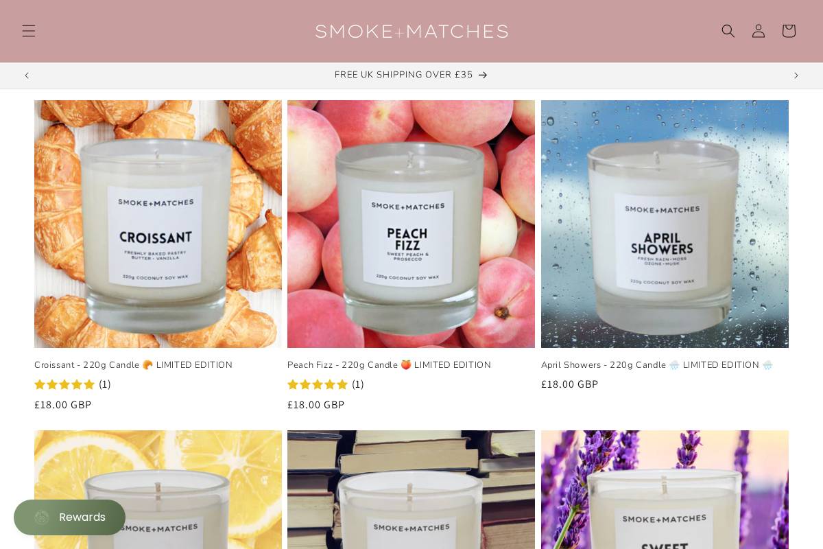 smokeandmatches.com homepage screenshot