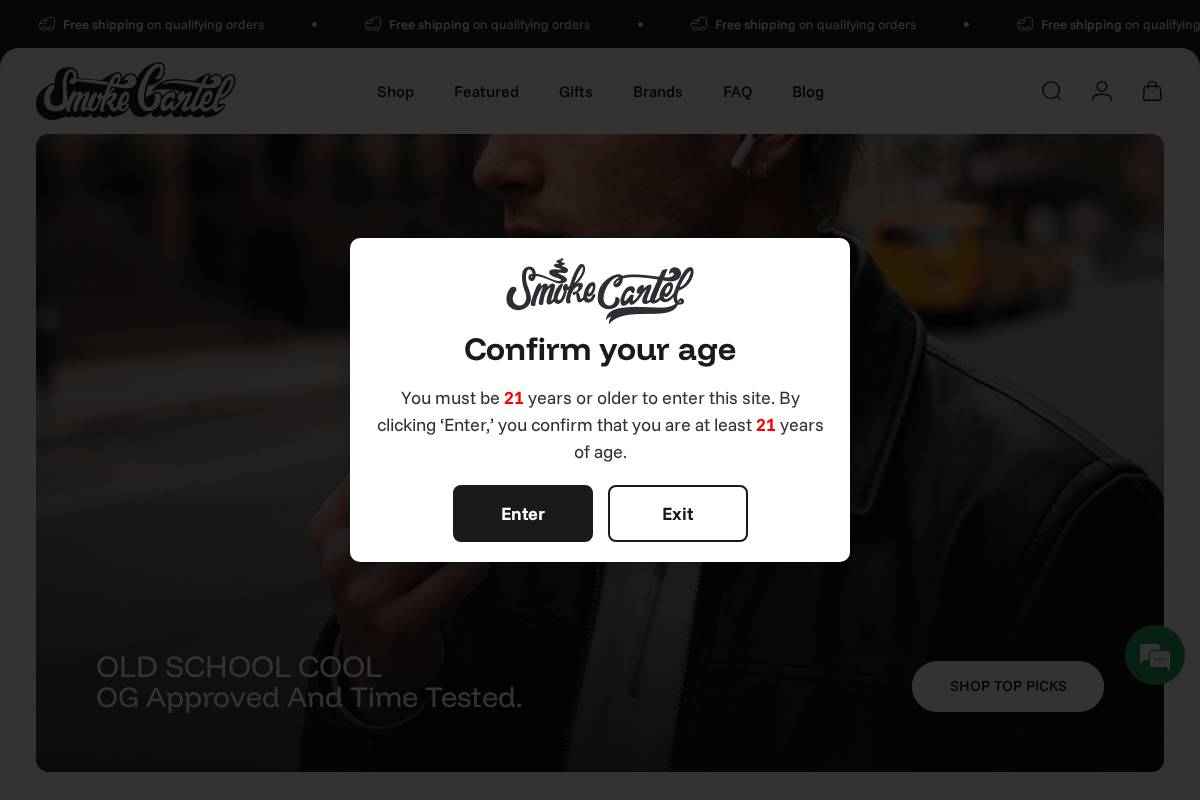 Smoke Cartel homepage screenshot