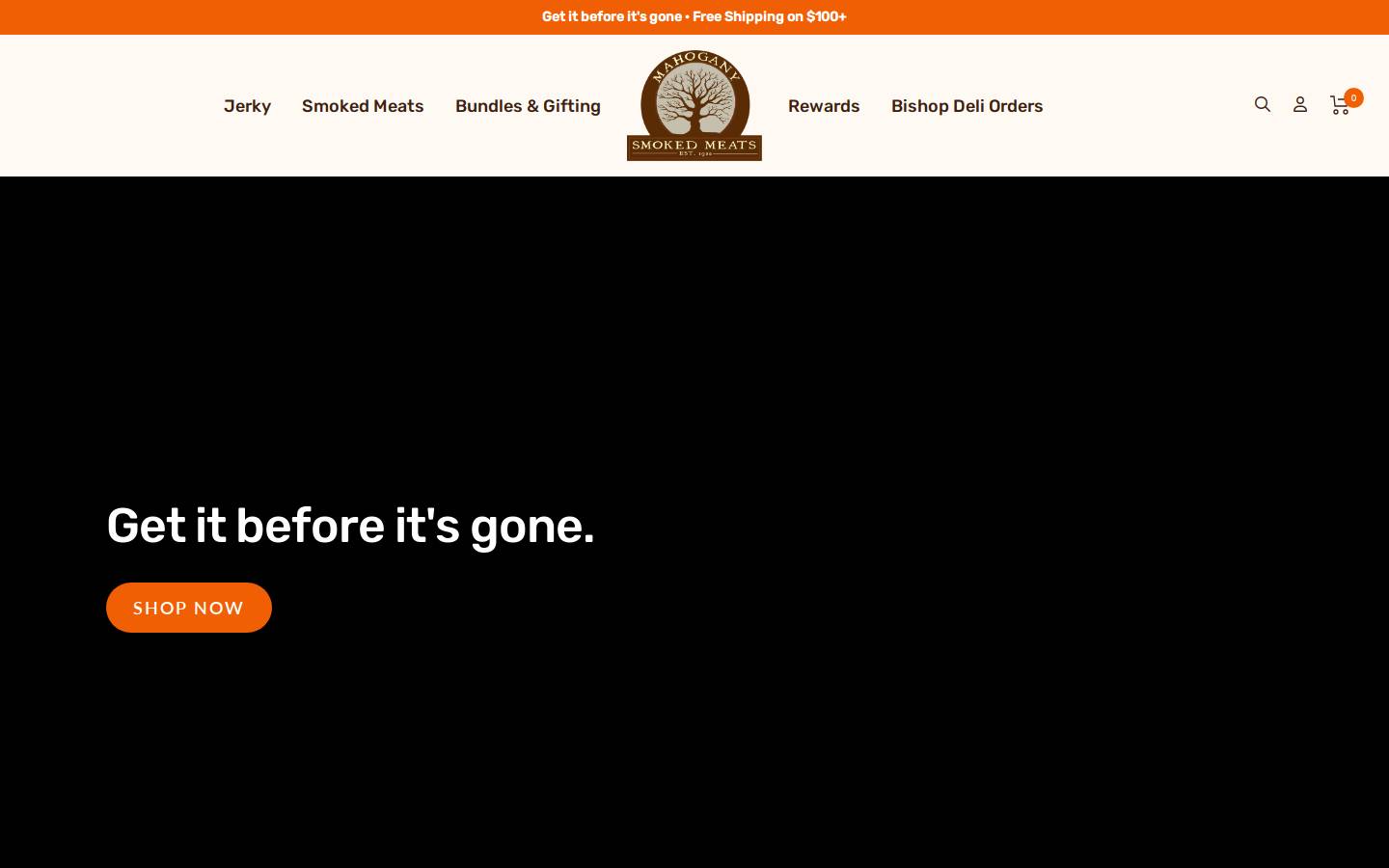 Mahogany Smoked Meats homepage screenshot