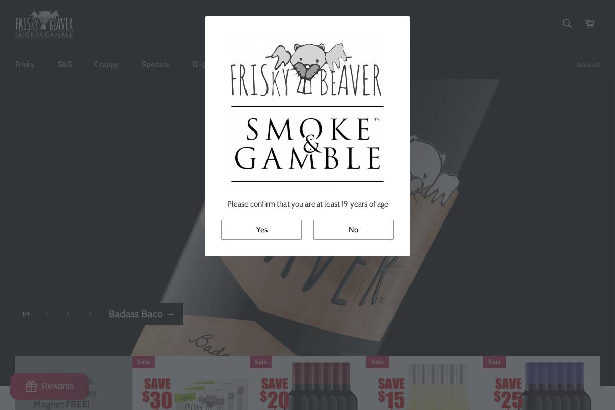 smokegamble-friskybeaver.com homepage screenshot