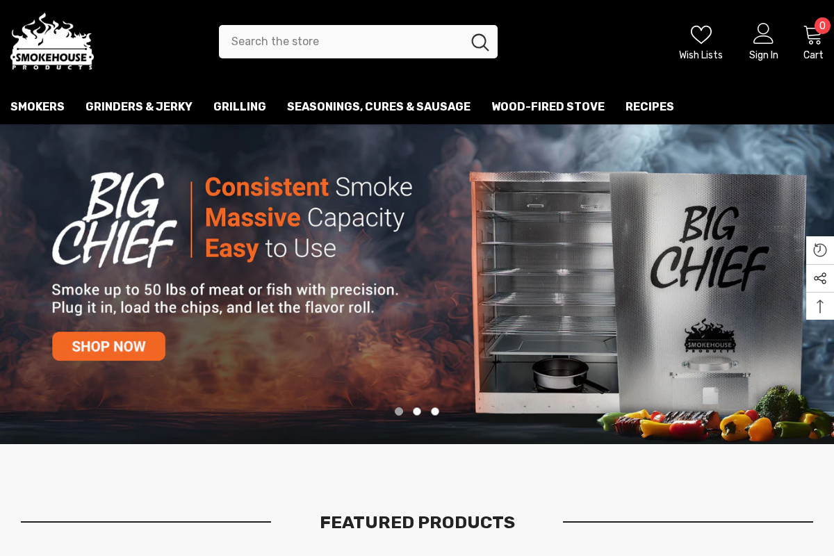 smokehouseproducts.com homepage screenshot