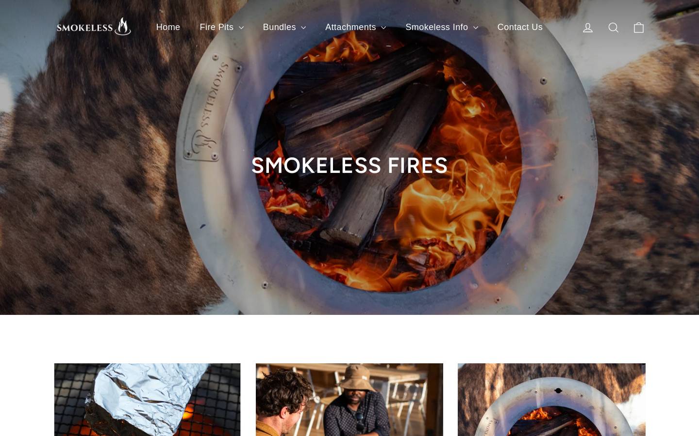 smokelessfires.com homepage screenshot