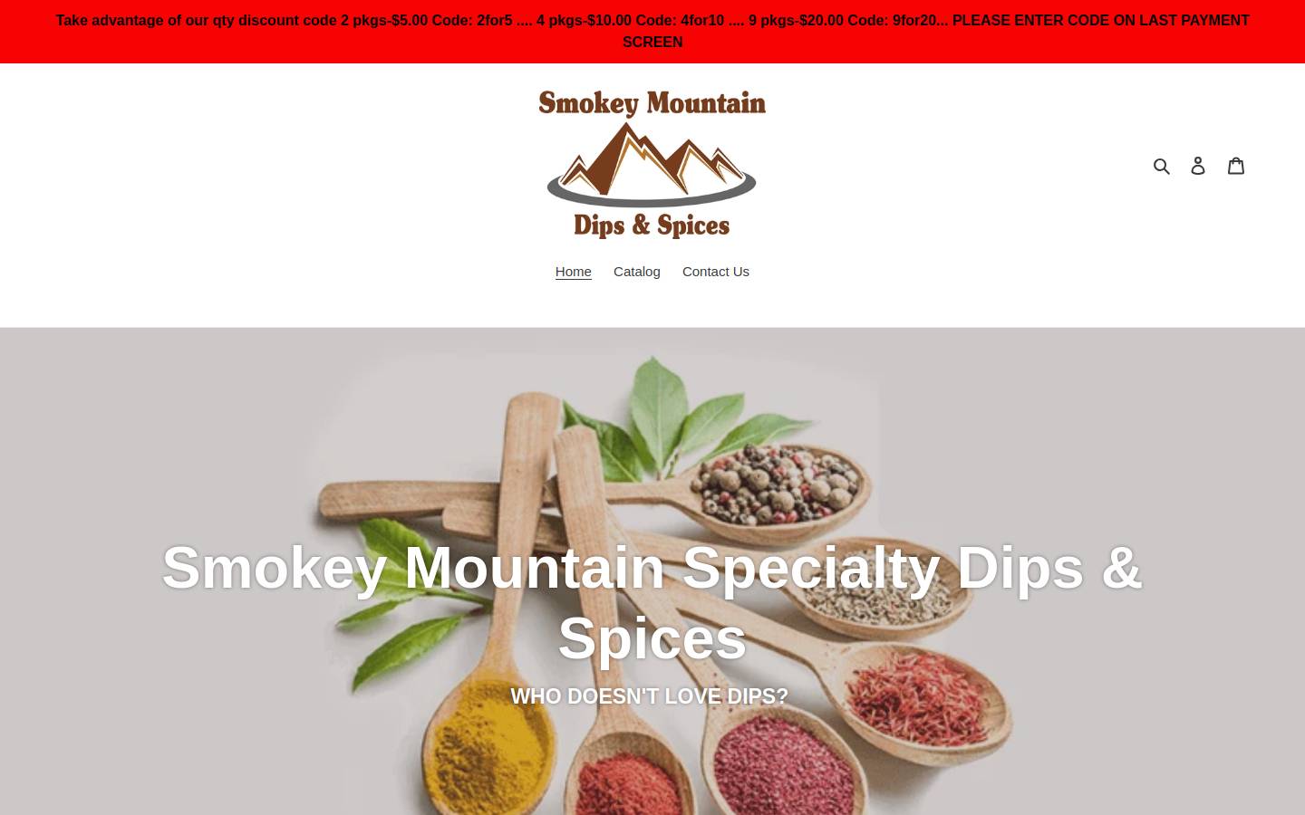smokeymountaindips.com homepage screenshot