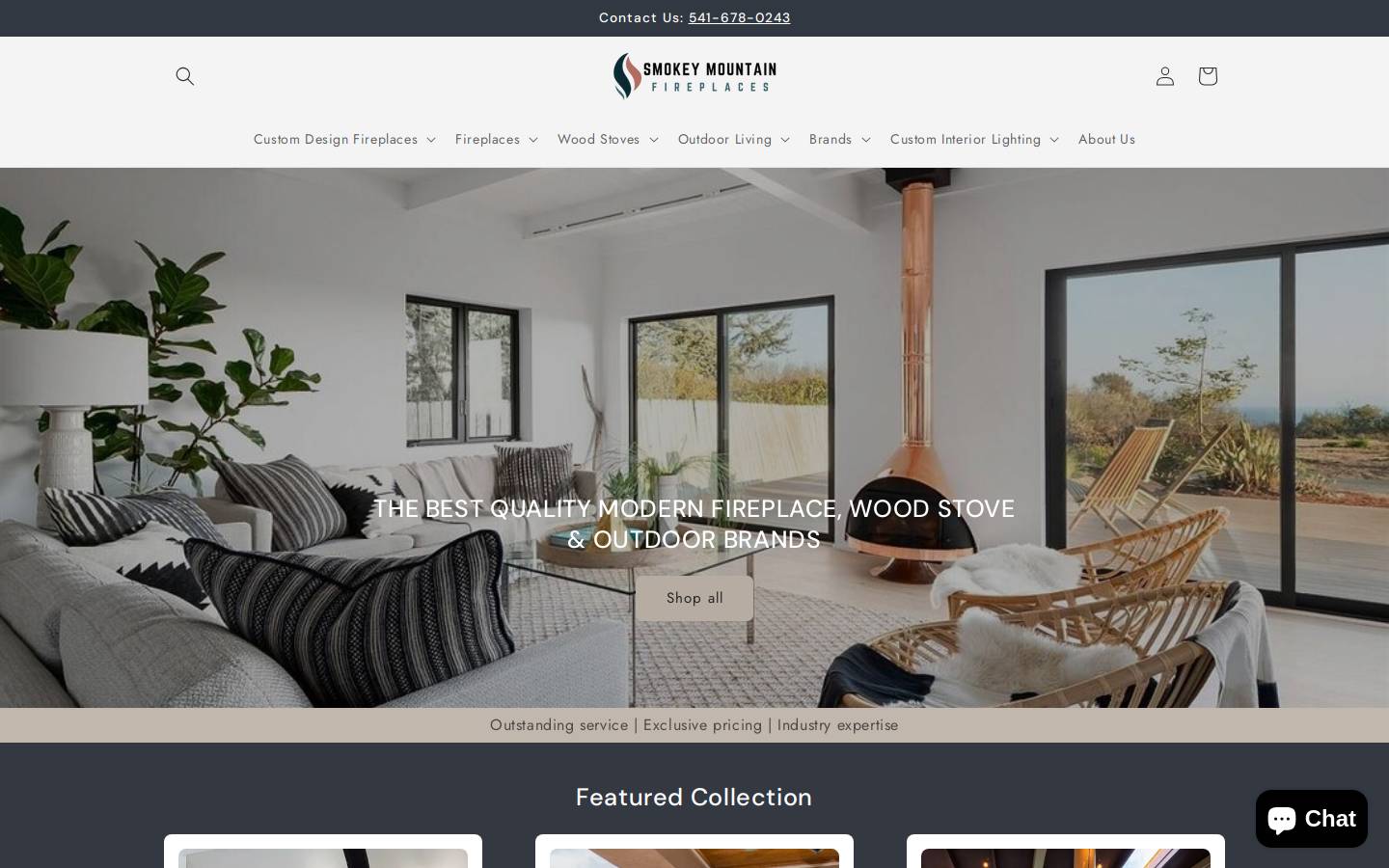 Smokeymountainfireplaces homepage screenshot