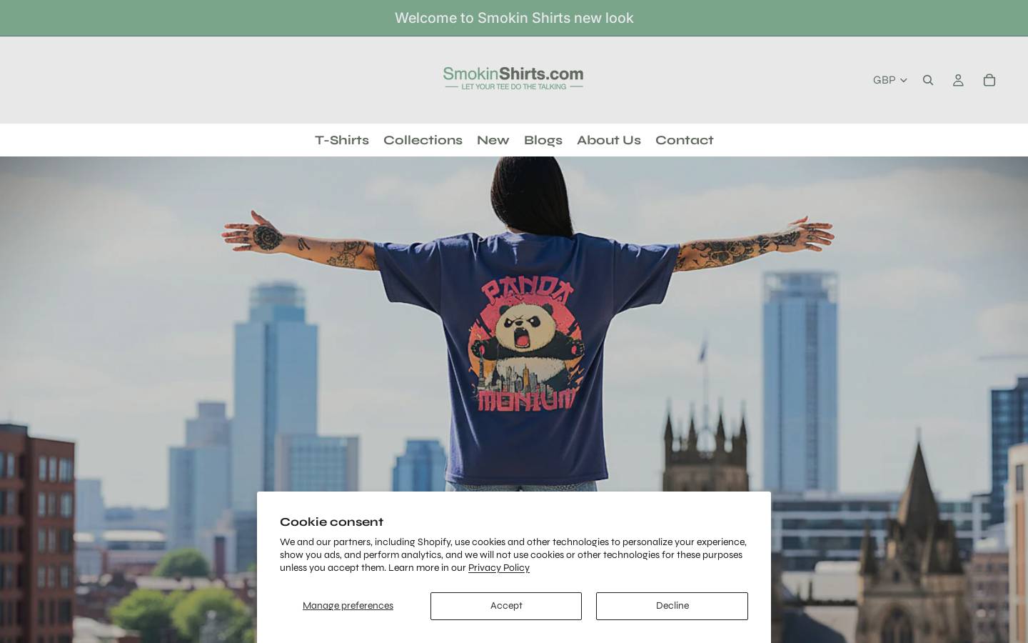 smokinshirts.com homepage screenshot