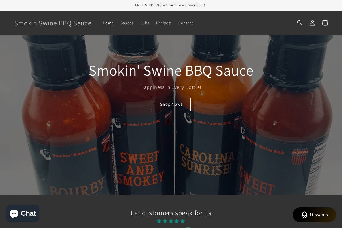 smokinswinebbqsauce.com homepage screenshot
