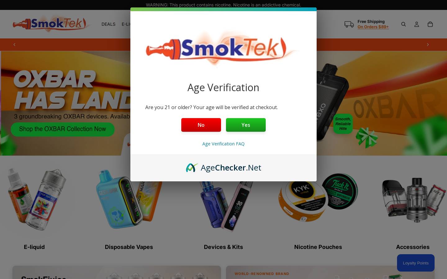 smoktek.com homepage screenshot