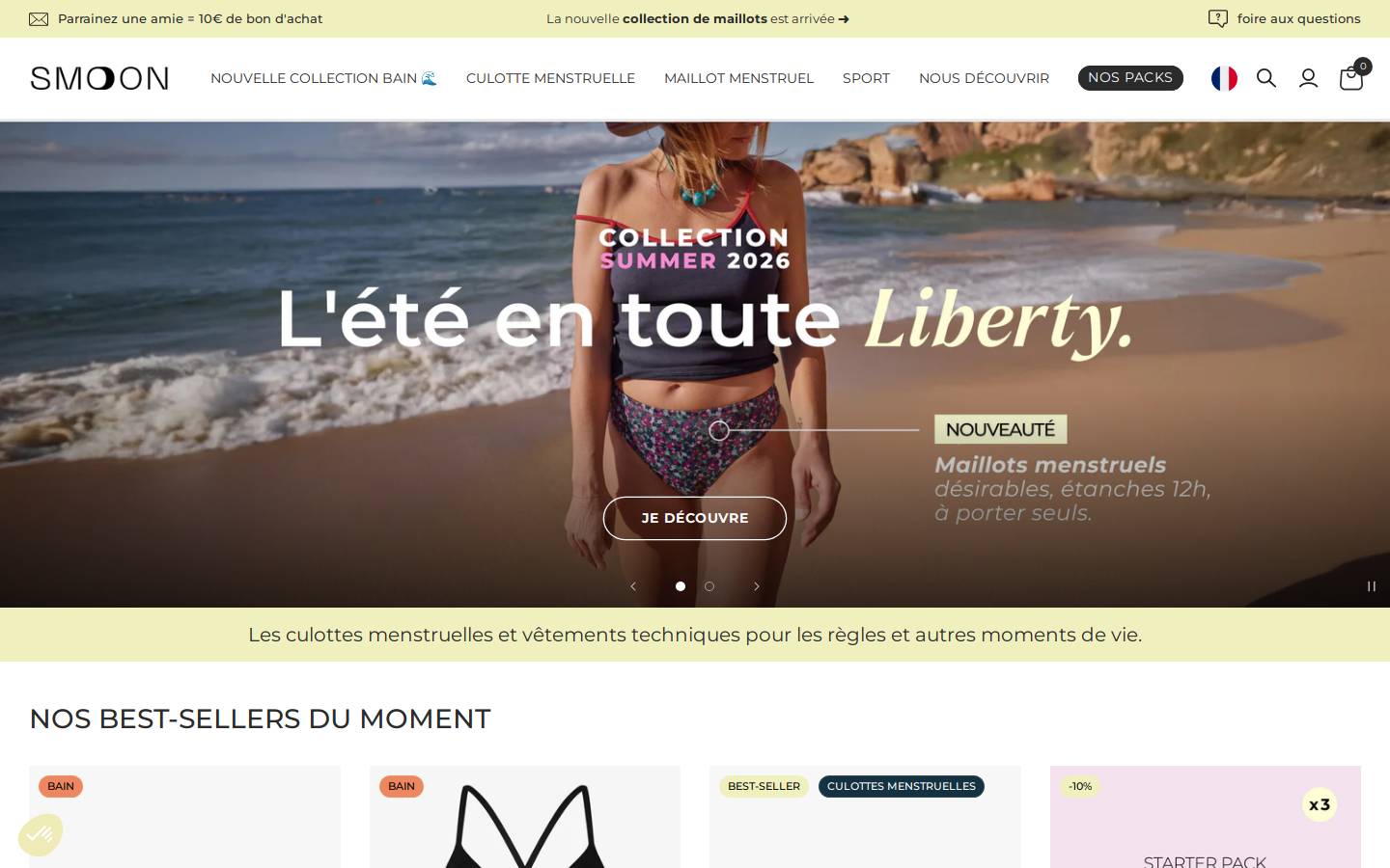 Smoon lingerie homepage screenshot