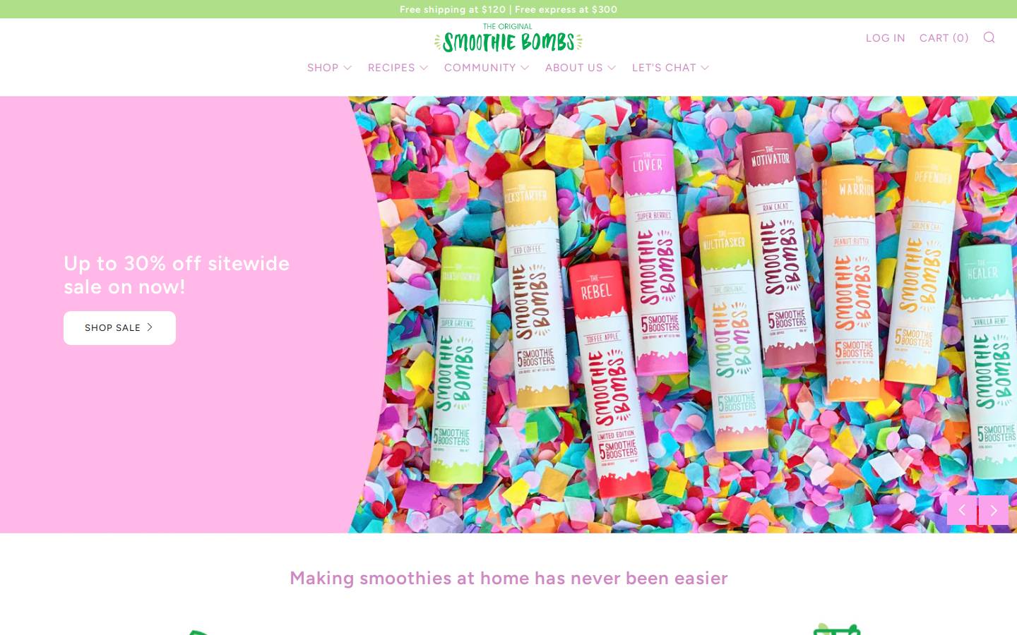 smoothiebombs.com homepage screenshot