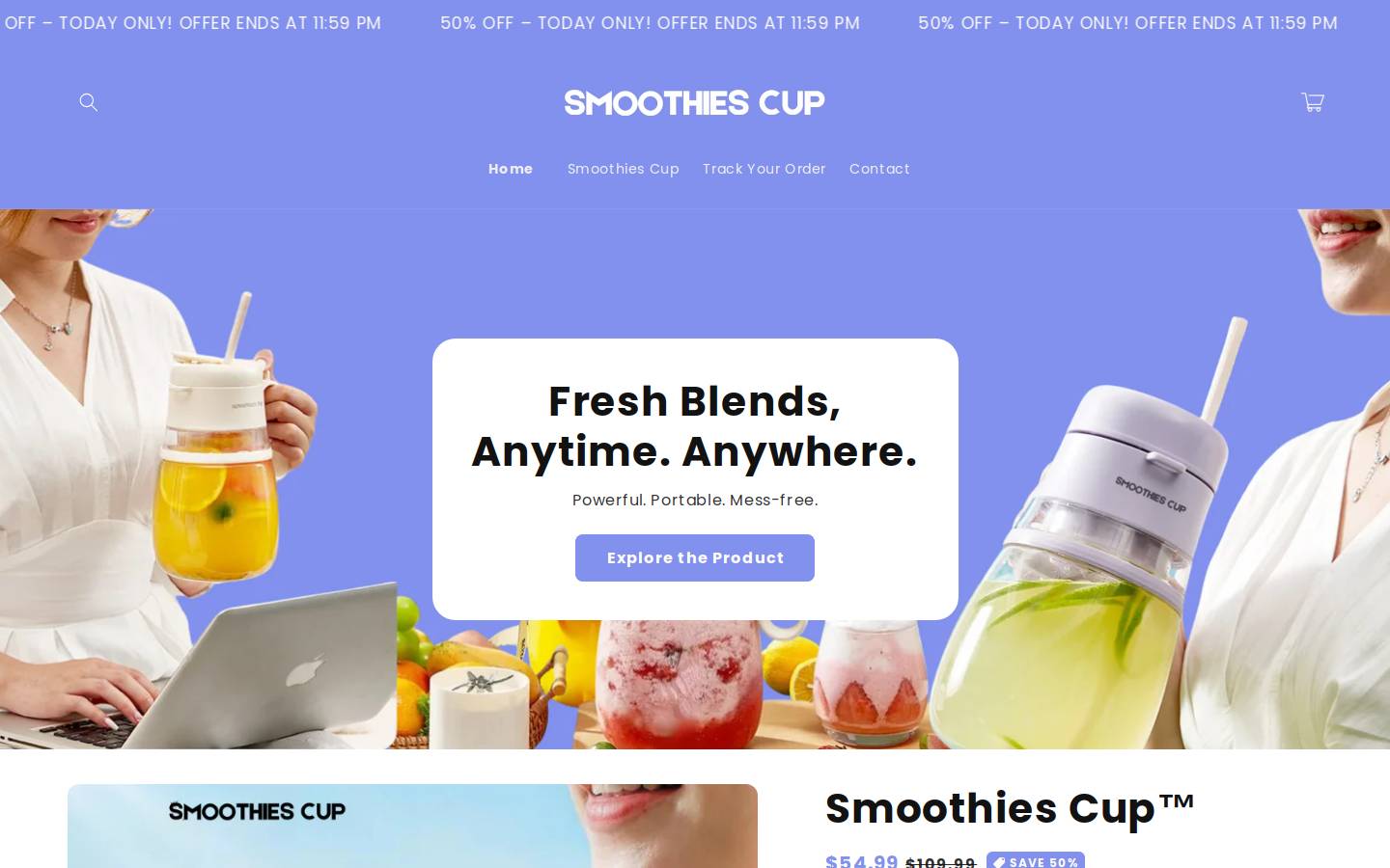 smoothiescup.co homepage screenshot